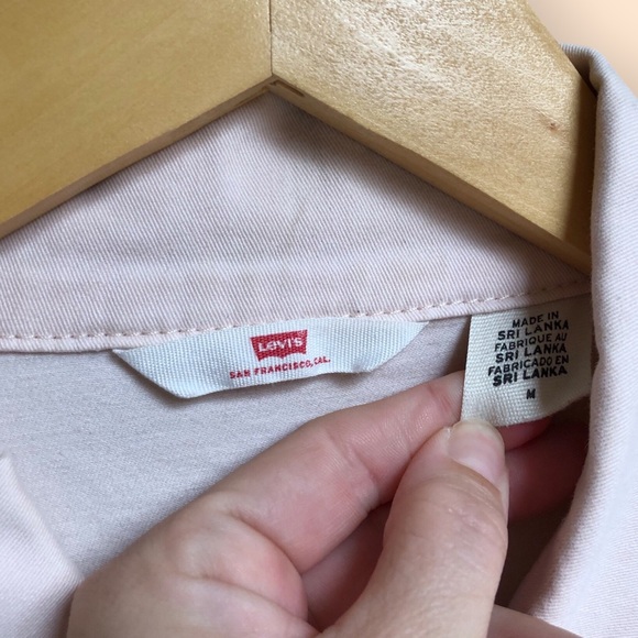 Levi’s Utility Tie Waist Romper Shorts One Piece Light Pink Button Front Women M - Picture 5 of 16